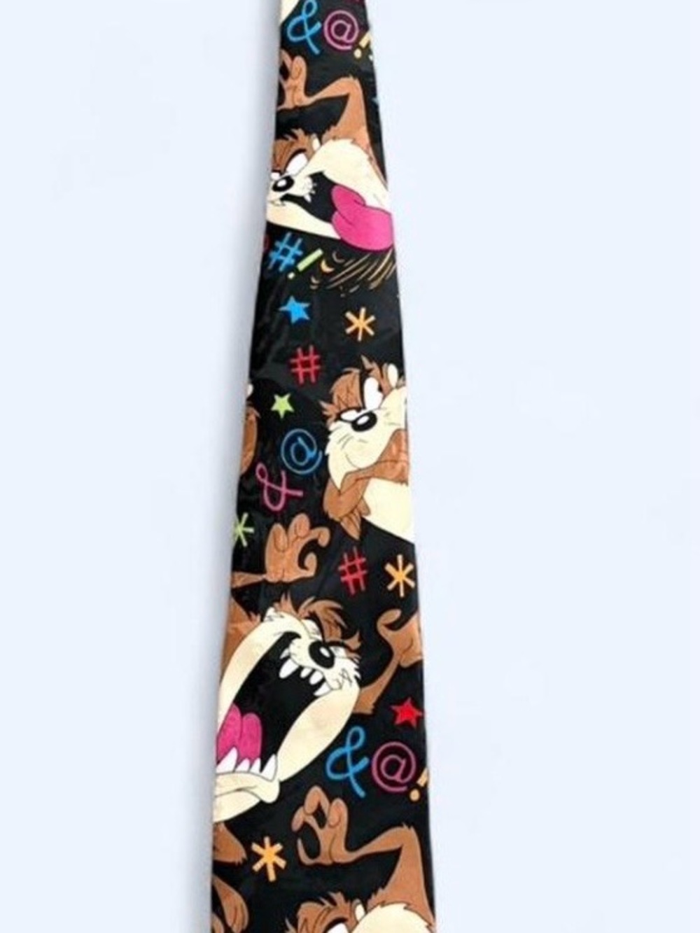 Black Taz Cartoon Print Men's Tie - Novelty Character Design